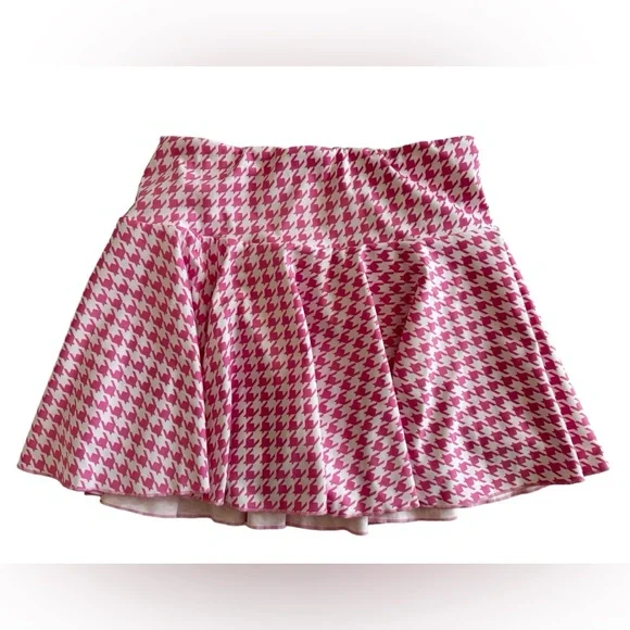 Halara Pink and White Houndstooth High Waisted Tennis Skirt - Picture 1 of 2